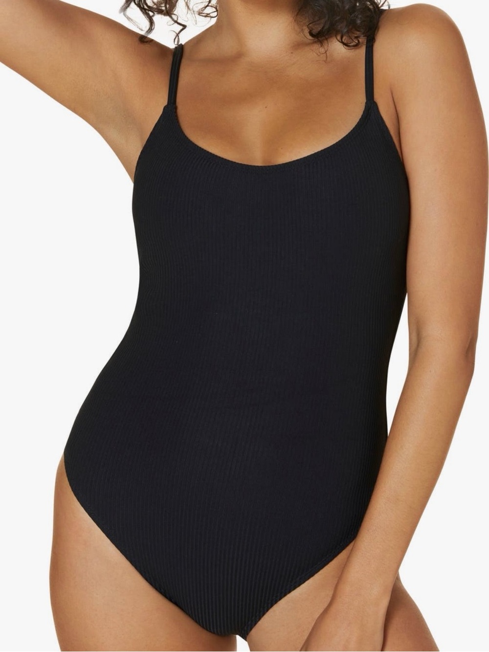 Andie Amalfi Ribbed One-Piece Black Swimsuit Size Medium Tall